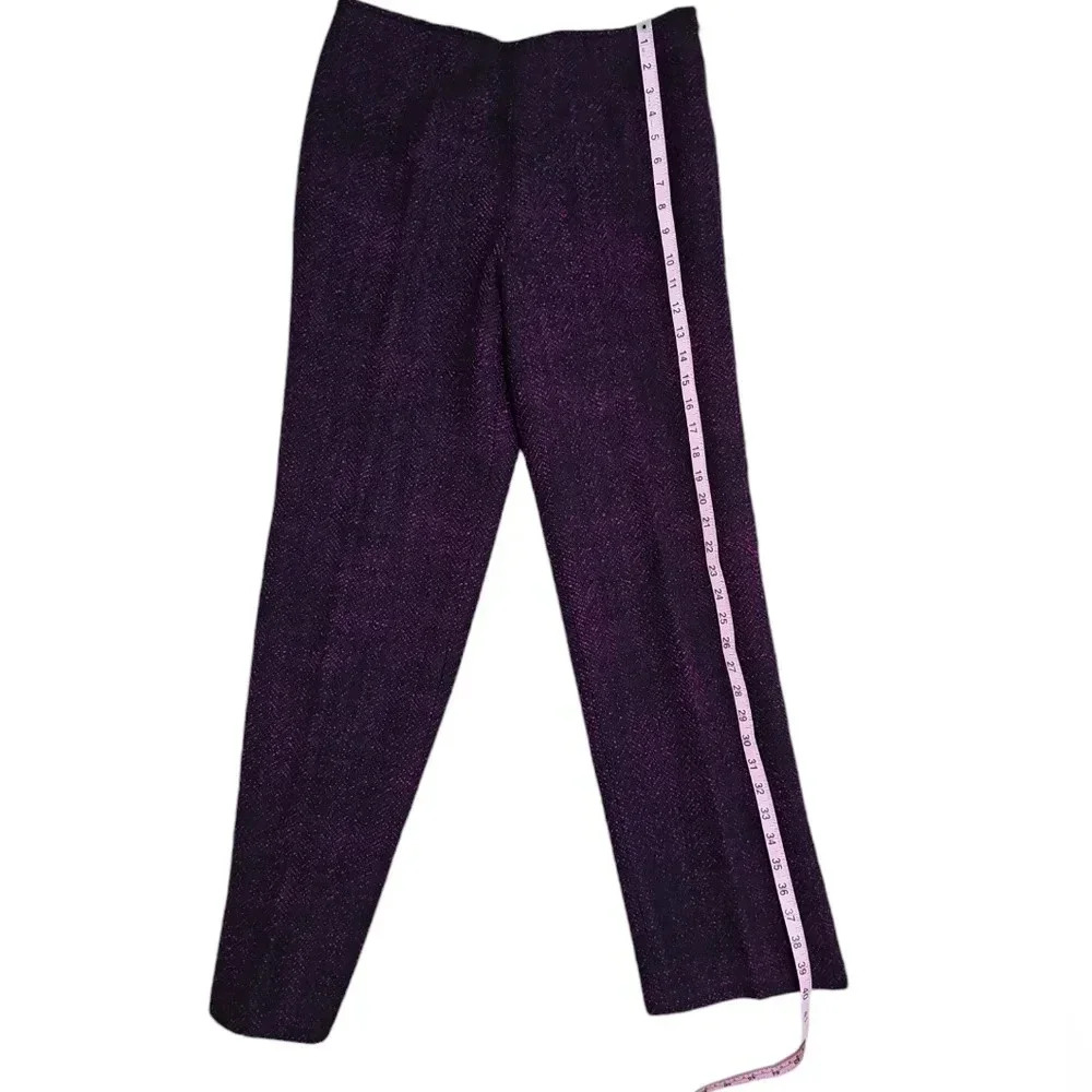 Carlisle Wool Blazer Pants Set Size 10 Purple Embroidered Asian Vintage Office - Picture 8 of 11